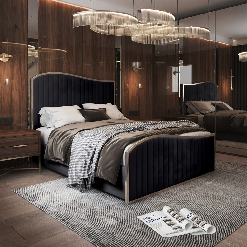 Darlington Upholstered Soft Velvet Metal Designer Bed Frame