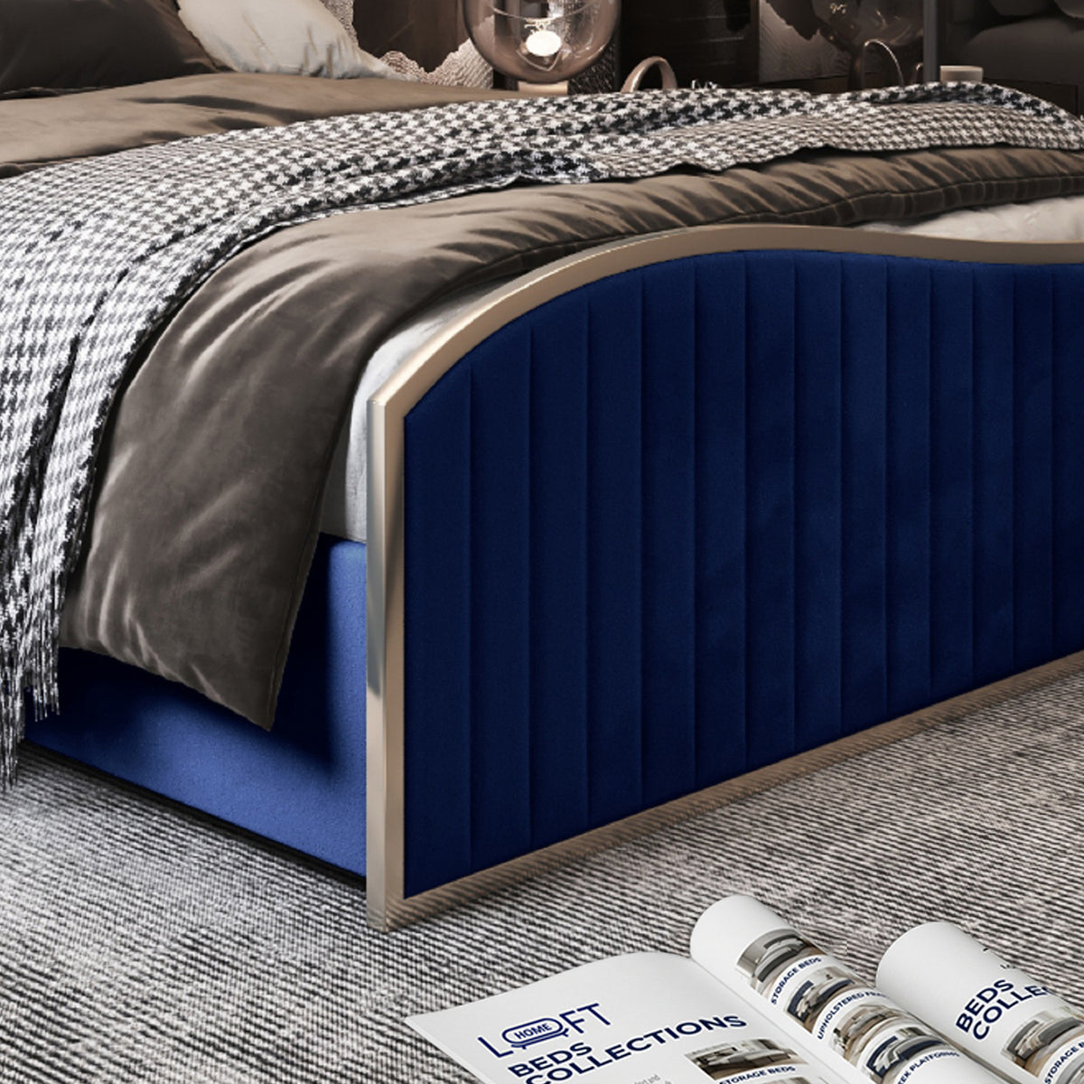 Darlington Upholstered Soft Velvet Metal Designer Bed Frame