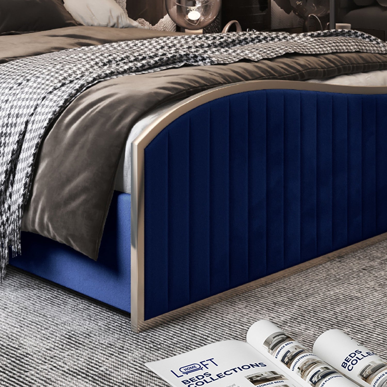 Darlington Upholstered Soft Velvet Metal Designer Bed Frame