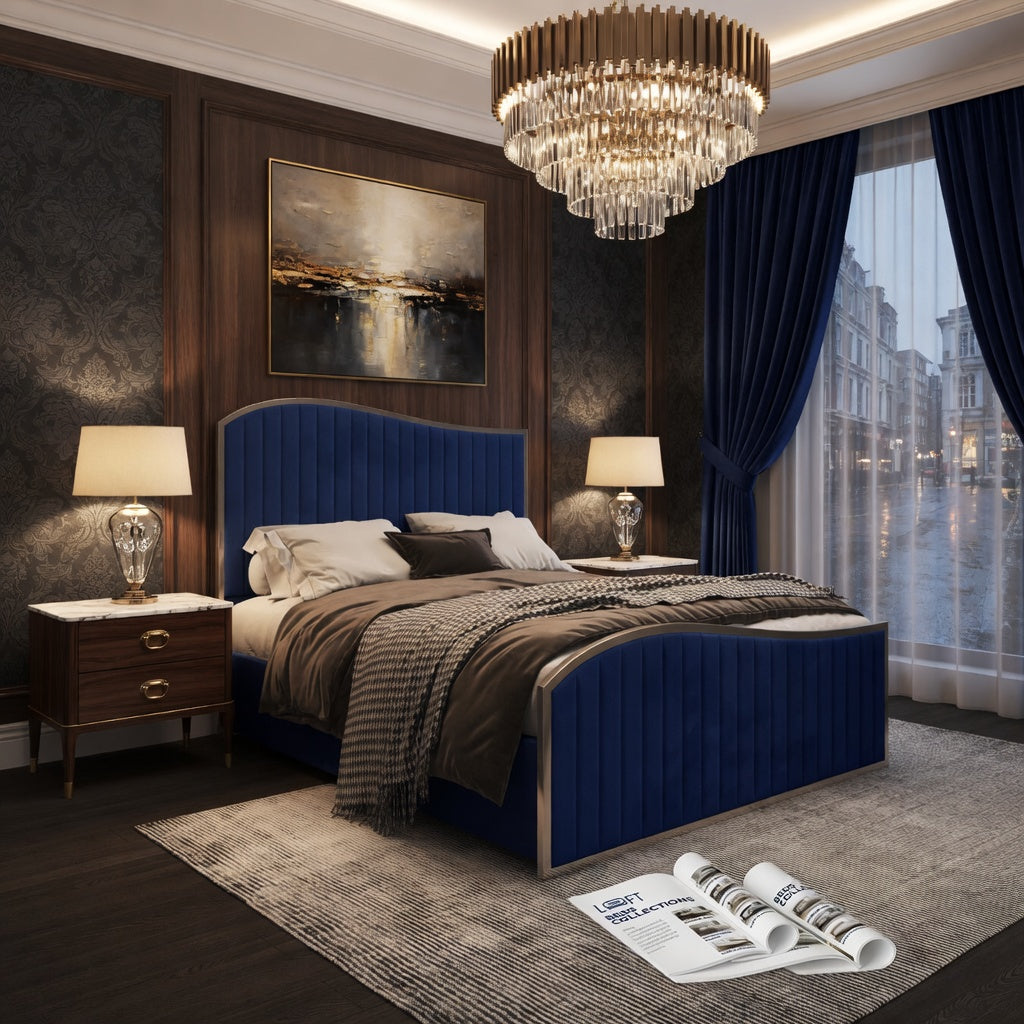 Darlington Upholstered Soft Velvet Metal Designer Bed Frame