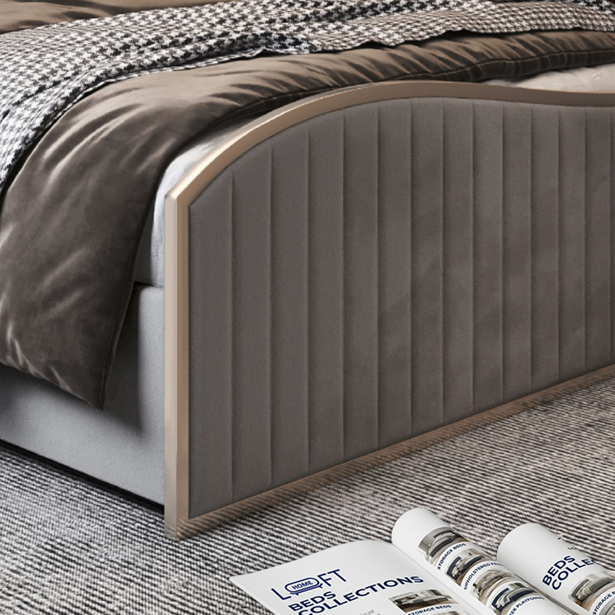 Darlington Upholstered Soft Velvet Metal Designer Bed Frame