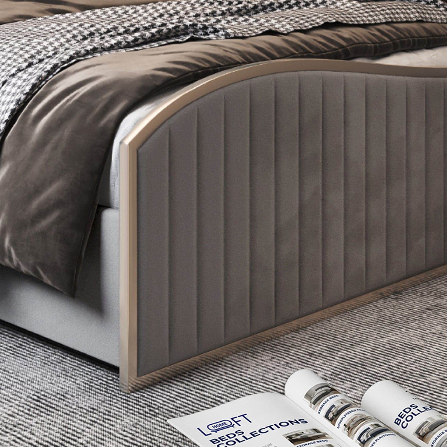 Darlington Upholstered Soft Velvet Metal Designer Bed Frame