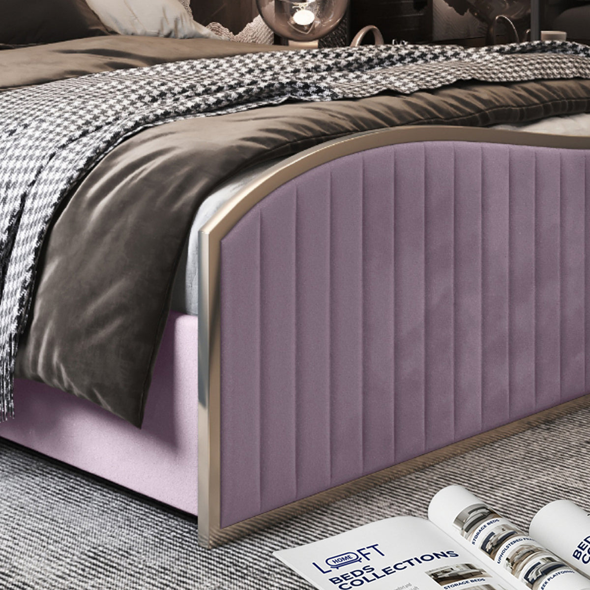 Darlington Upholstered Soft Velvet Metal Designer Bed Frame