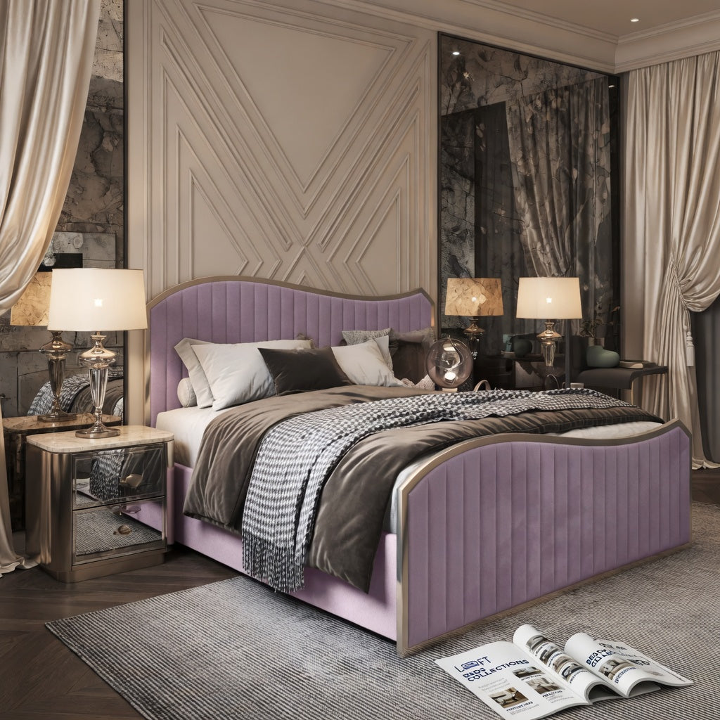 Darlington Upholstered Soft Velvet Metal Designer Bed Frame