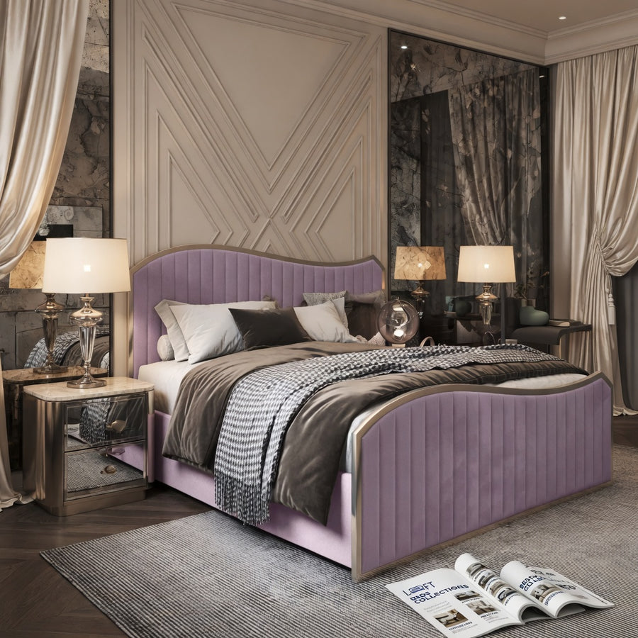 Darlington Upholstered Soft Velvet Metal Designer Bed Frame