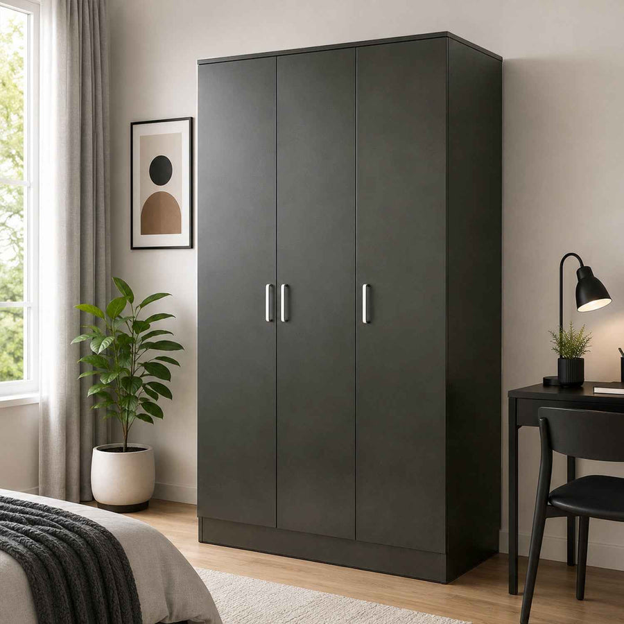 Chelsea Black 3 Door Wardrobe 120cm
