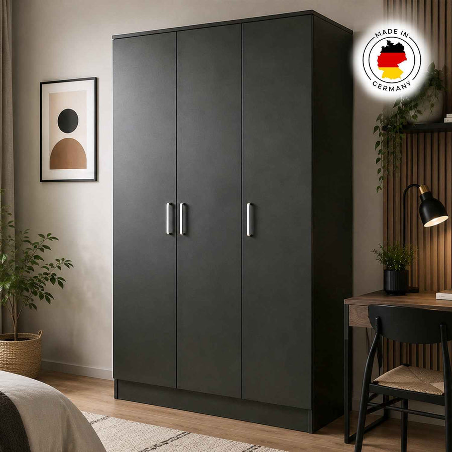 Chelsea Black 3 Door Wardrobe 120cm