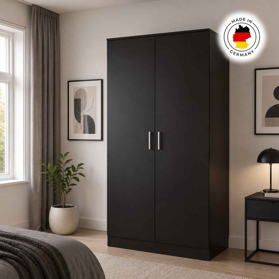 Chelsea Black 2 Door Wardrobe 80cm