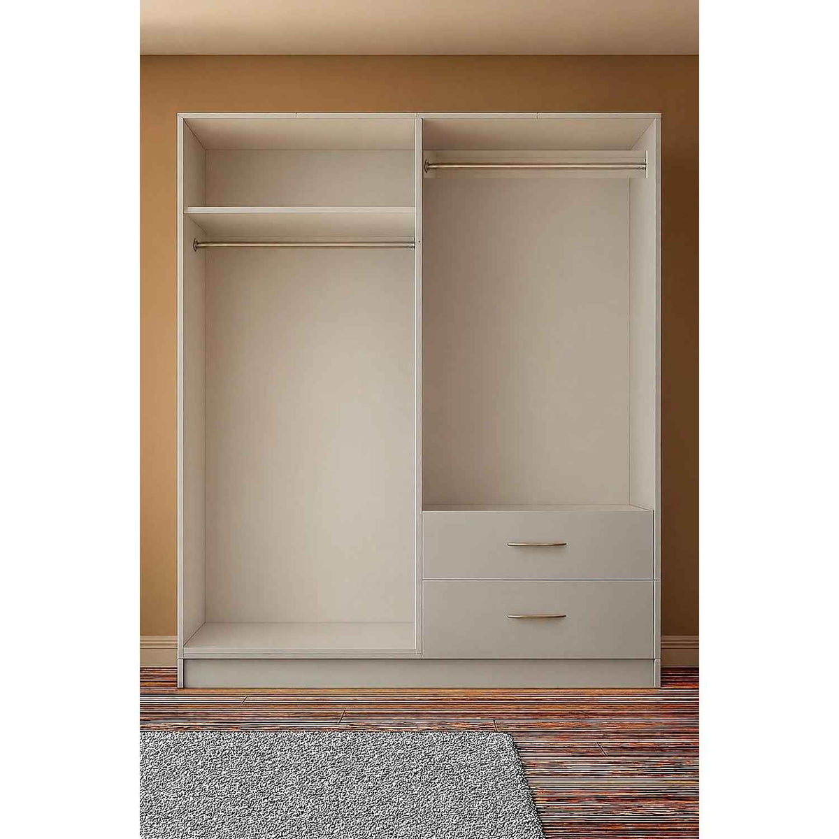 Chelsea Grey 4 Door Wardrobe with 2 Drawers