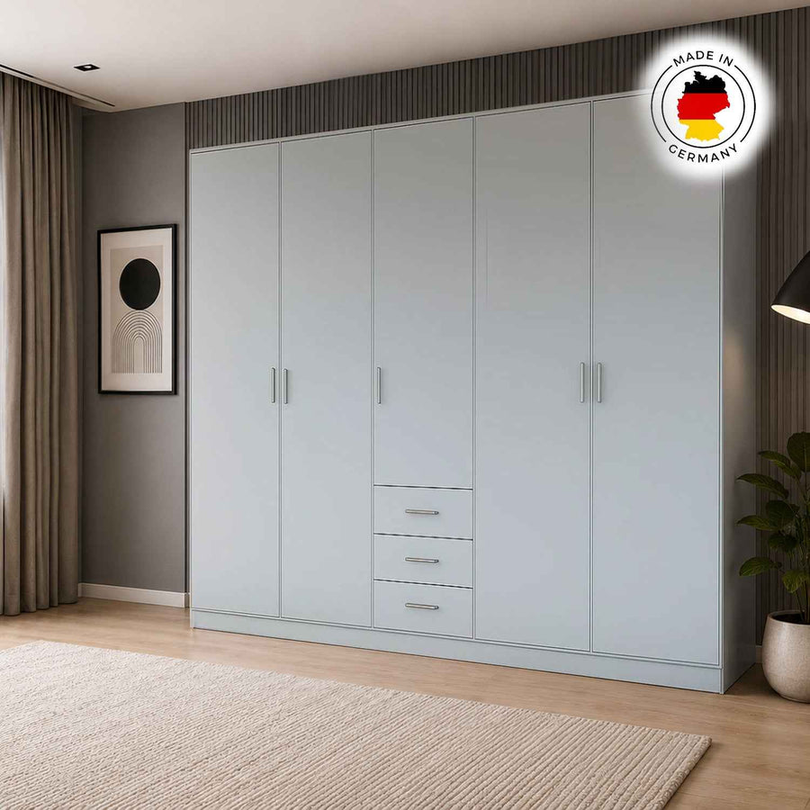 Chelsea Grey 5 Door Wardrobe with 3 Drawers