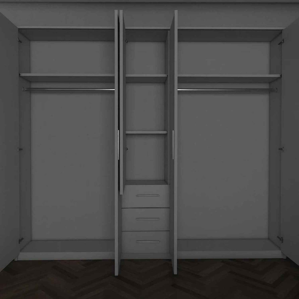 Chelsea Grey 5 Door Wardrobe with 3 Drawers