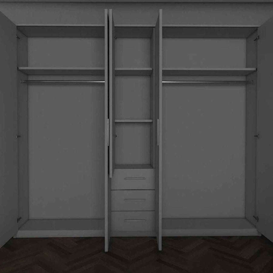 Chelsea Grey 5 Door Wardrobe with 3 Drawers