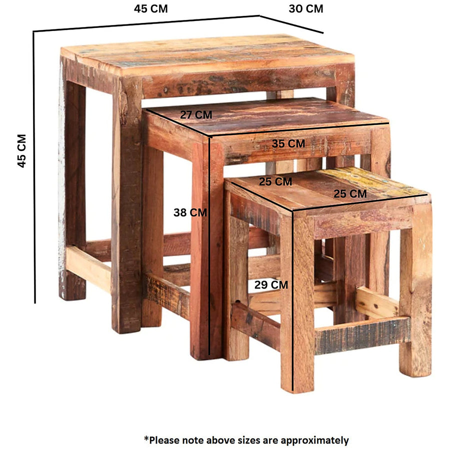 Saltmere Reclaimed Boat Wood Coastal Nest of 3 Tables - image 5