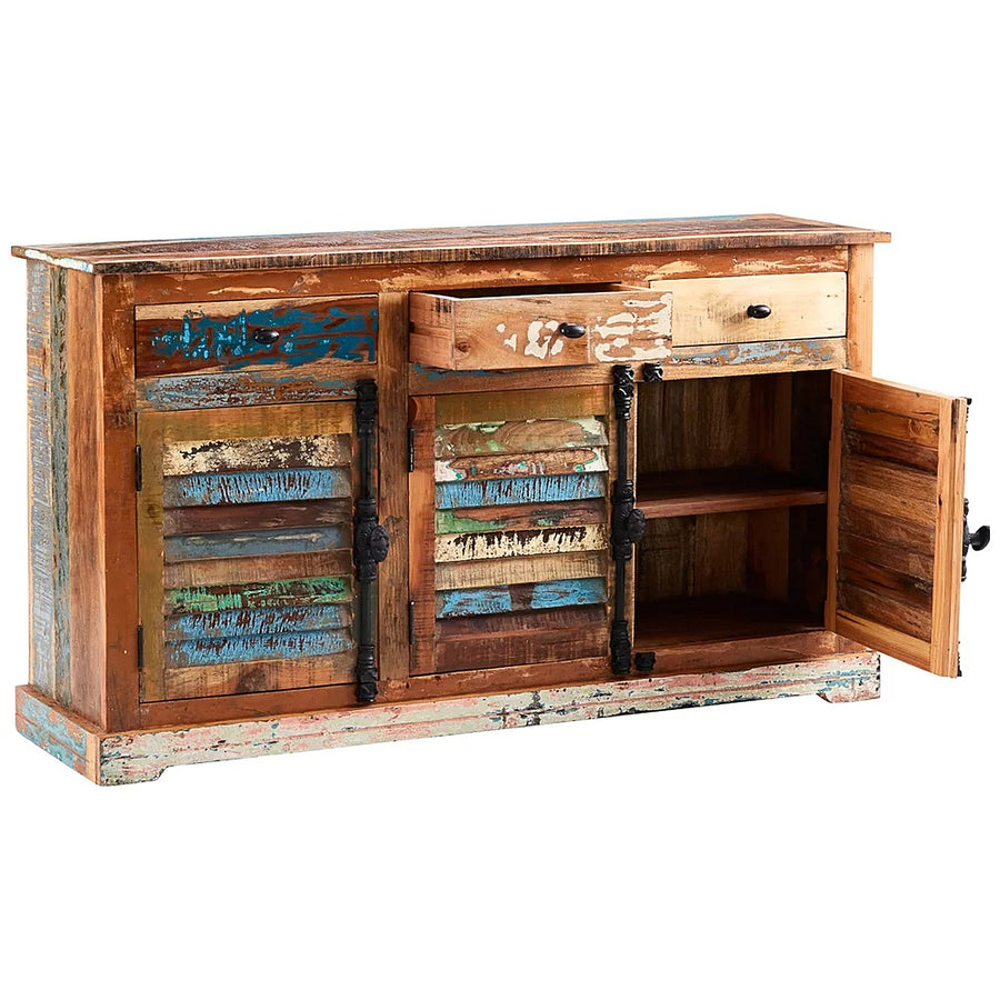 Saltmere Large Reclaimed Wood Coastal 3 Drawer Sideboard