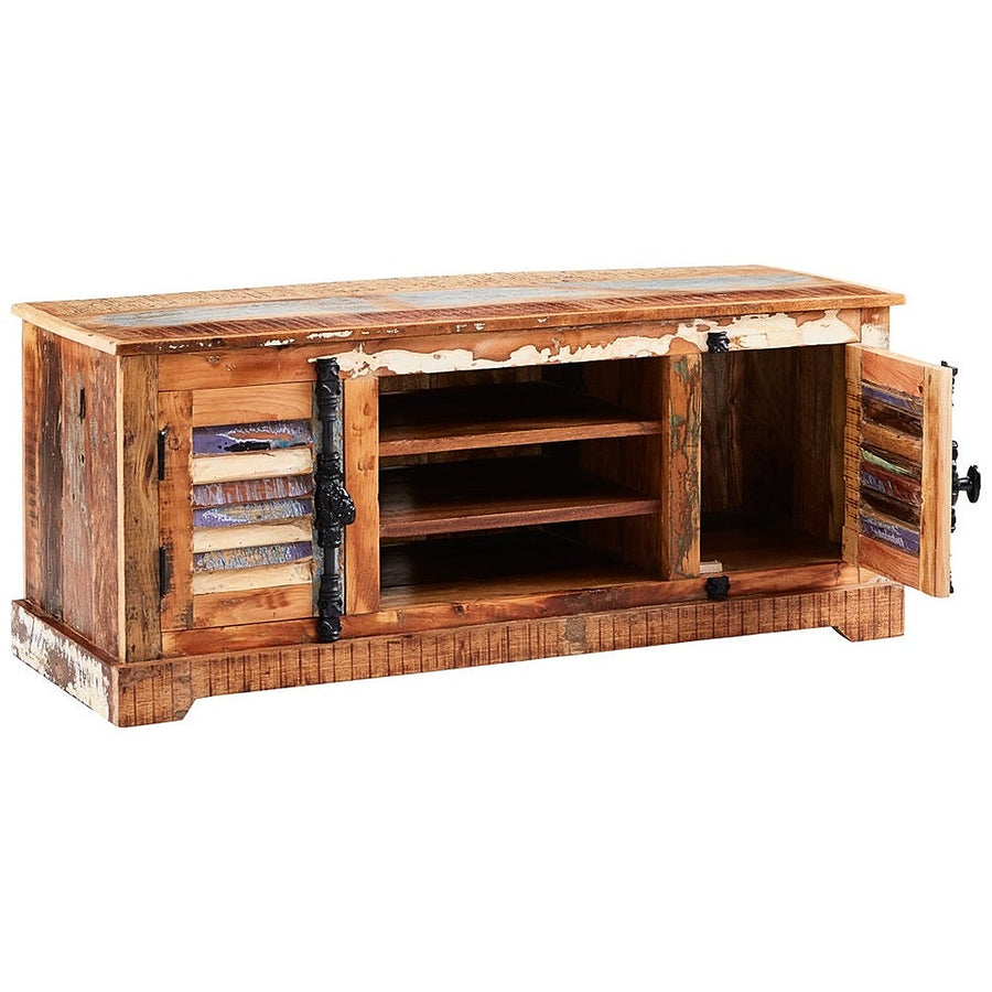 Saltmere Reclaimed Wood Coastal 2 Cupboard TV Media Unit