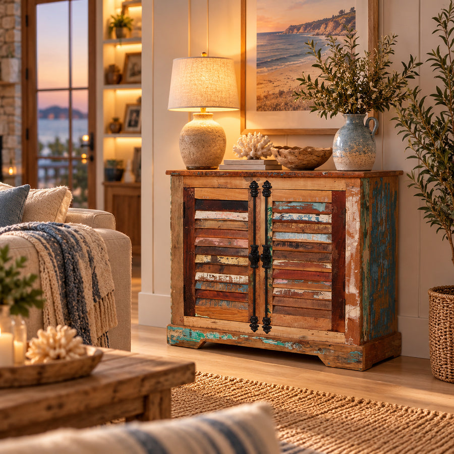 Saltmere Reclaimed Wood Coastal 2 Door Sideboard - image 3