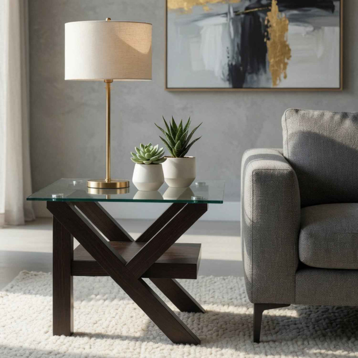 Charnwood Side Table in Oak and Black