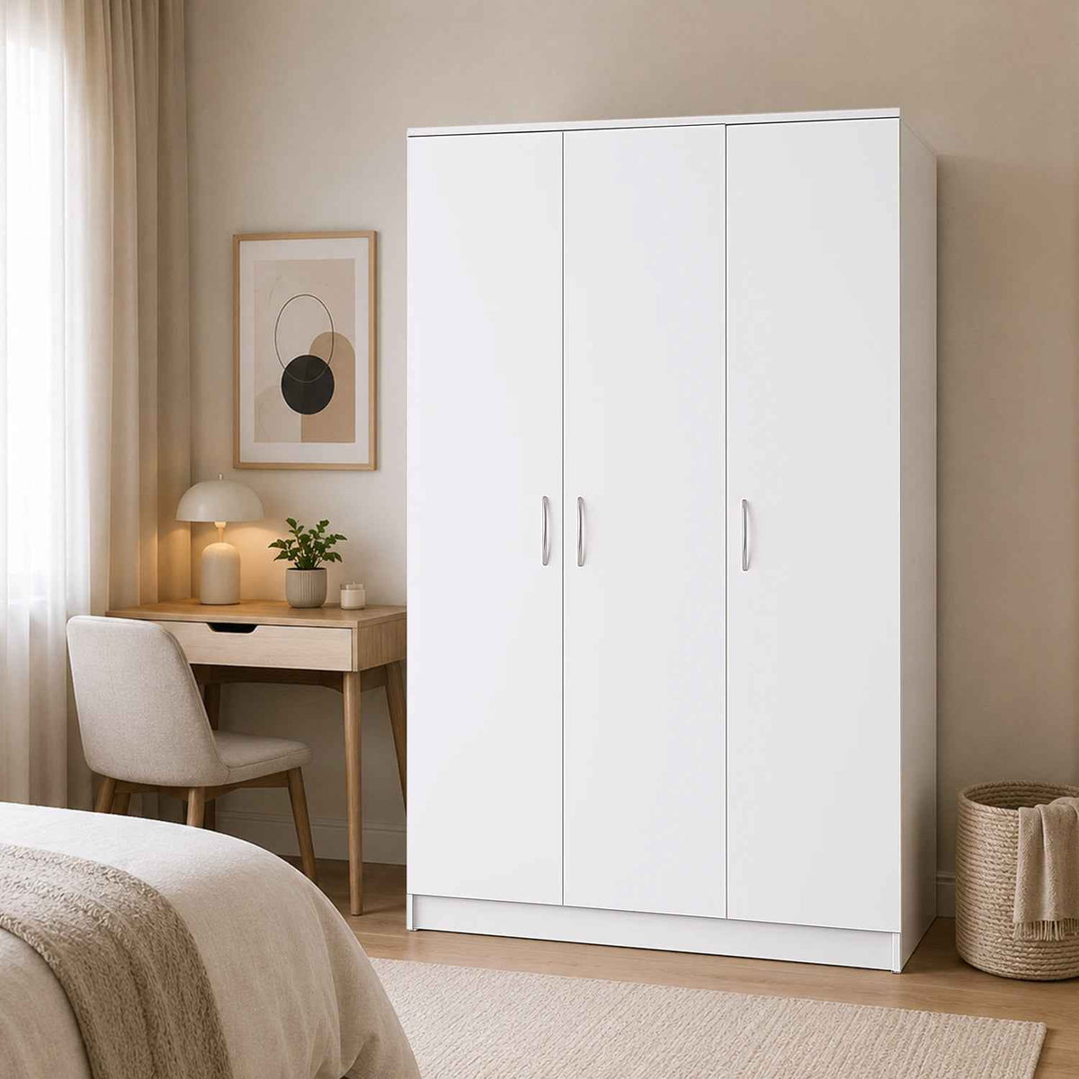 Chelsea White 3 Door Wardrobe 120cm