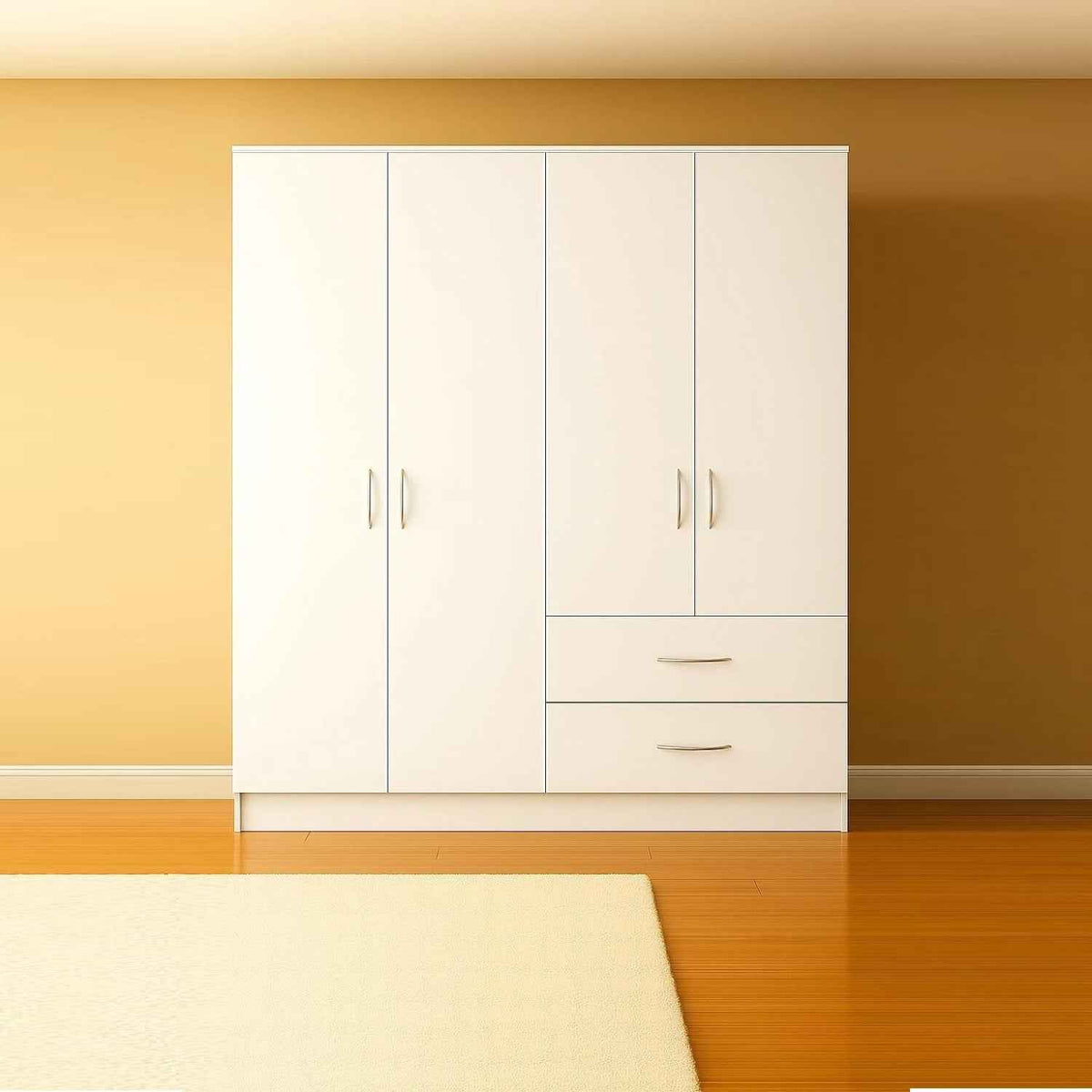Chelsea White 4 Door Wardrobe with 2 Drawers