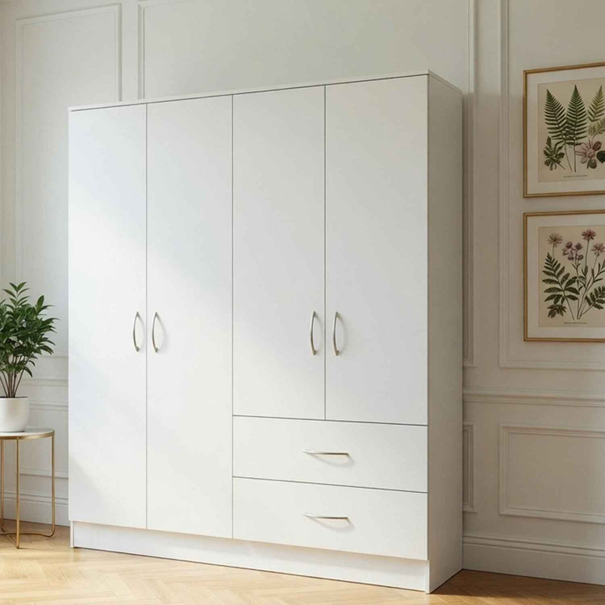 Chelsea White 4 Door Wardrobe with 2 Drawers