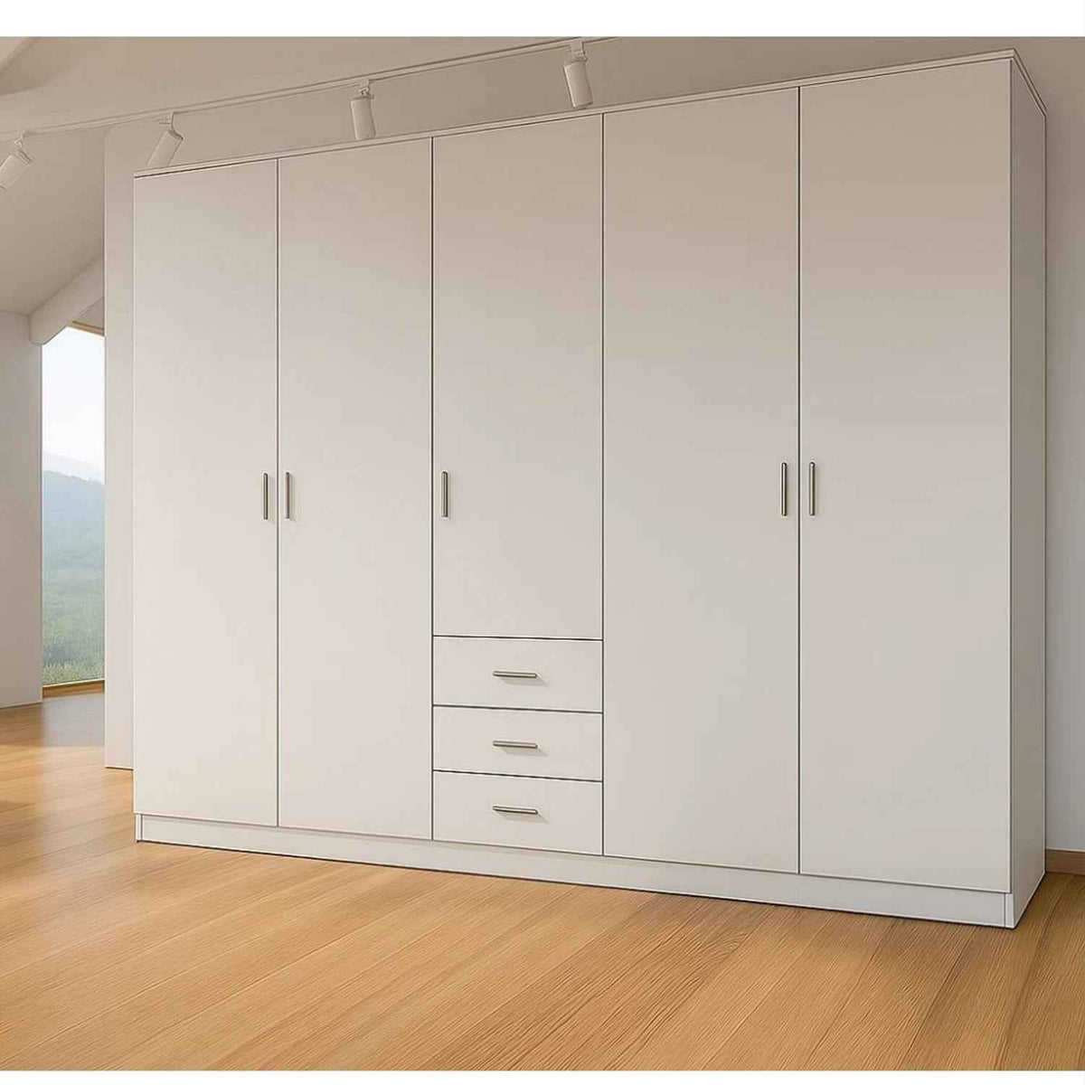 Chelsea White 5 Door Wardrobe with 3 Drawers