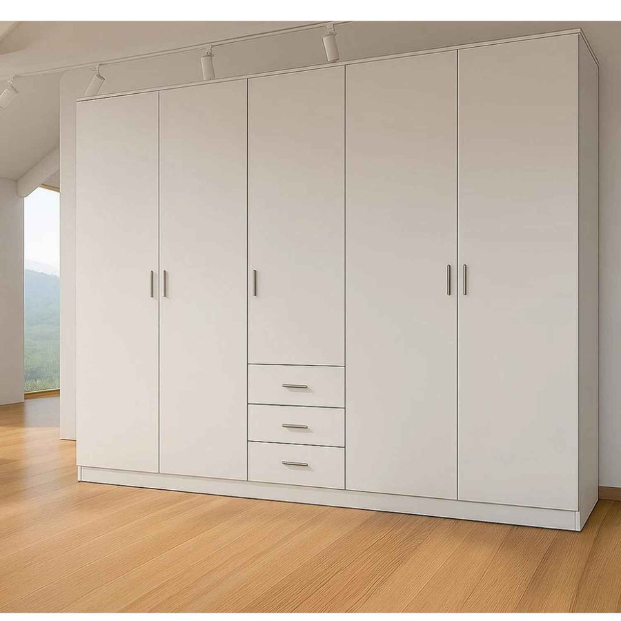 Chelsea White 5 Door Wardrobe with 3 Drawers