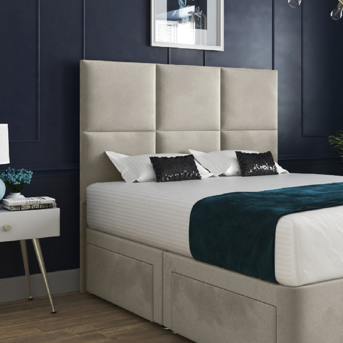 Dime Upholserted Floorstanding Headboard With Divan Designer Bed Frame