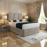 Dime Upholserted Floorstanding Headboard With Divan Designer Bed Frame