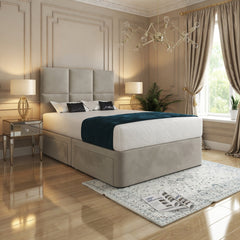 Dime Upholserted Floorstanding Headboard With Divan Designer Bed Frame