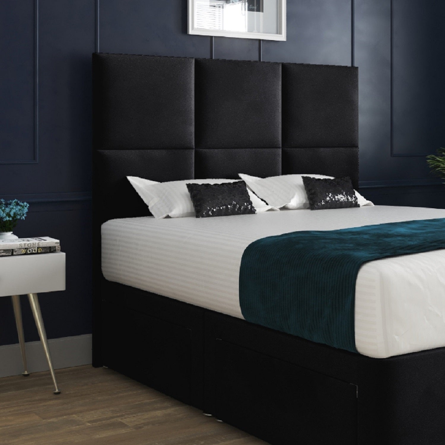 Caprio Upholserted Floorstanding Headboard With Divan Bed Frame