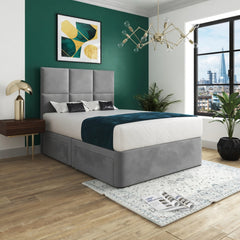 Dime Upholserted Floorstanding Headboard With Divan Designer Bed Frame