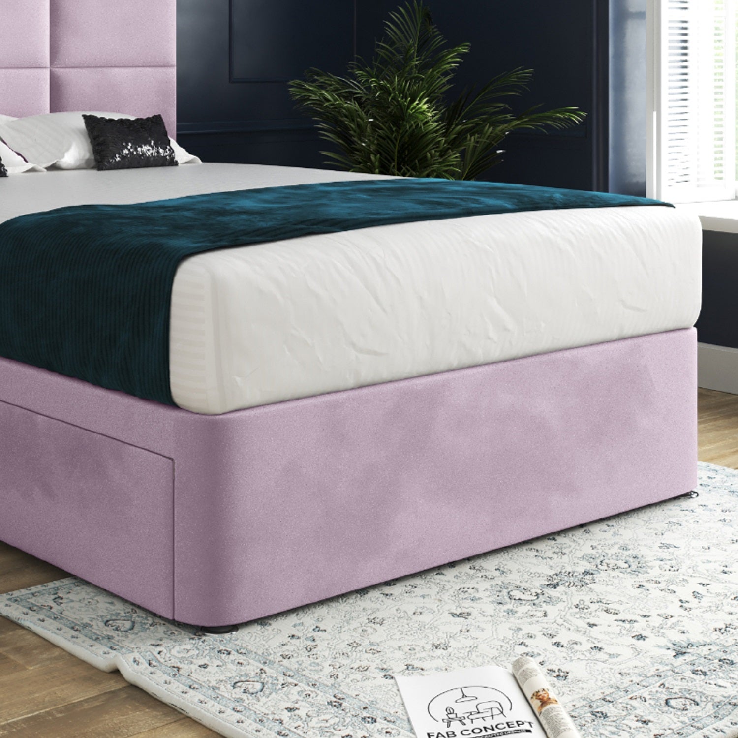 Dime Upholserted Floorstanding Headboard With Divan Designer Bed Frame