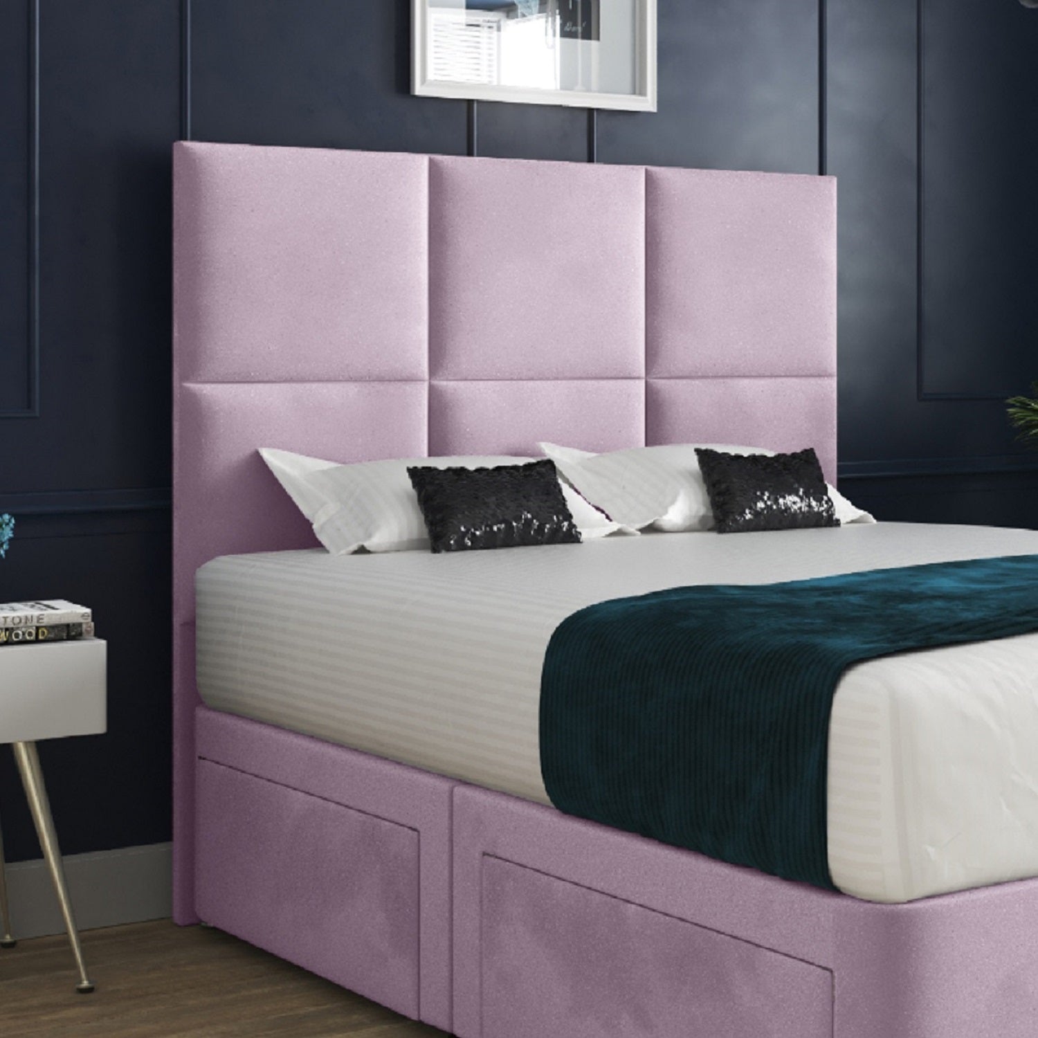 Dime Upholserted Floorstanding Headboard With Divan Designer Bed Frame