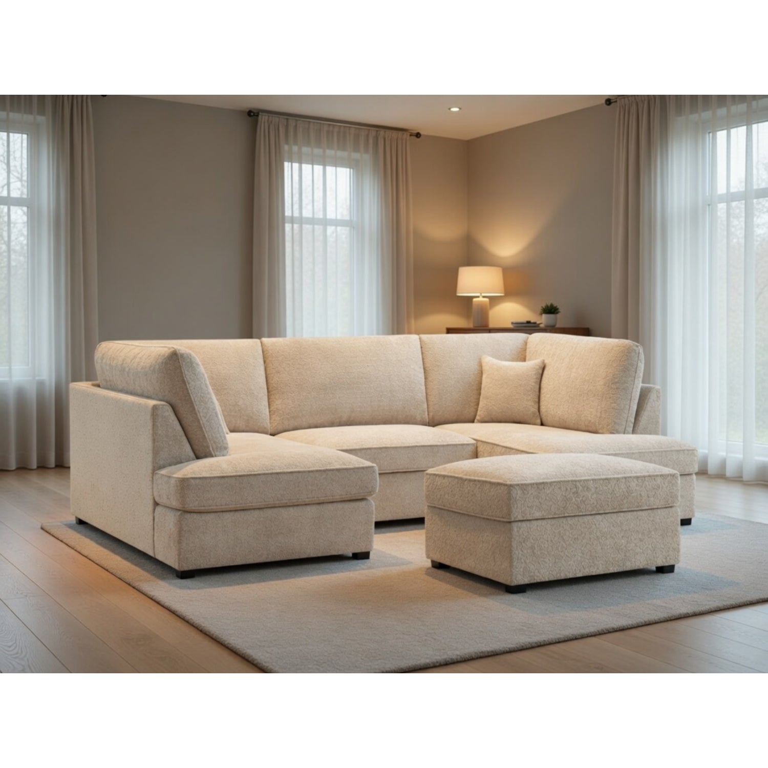 Carnaby Sofa Boucle U Shape Corner in Beige