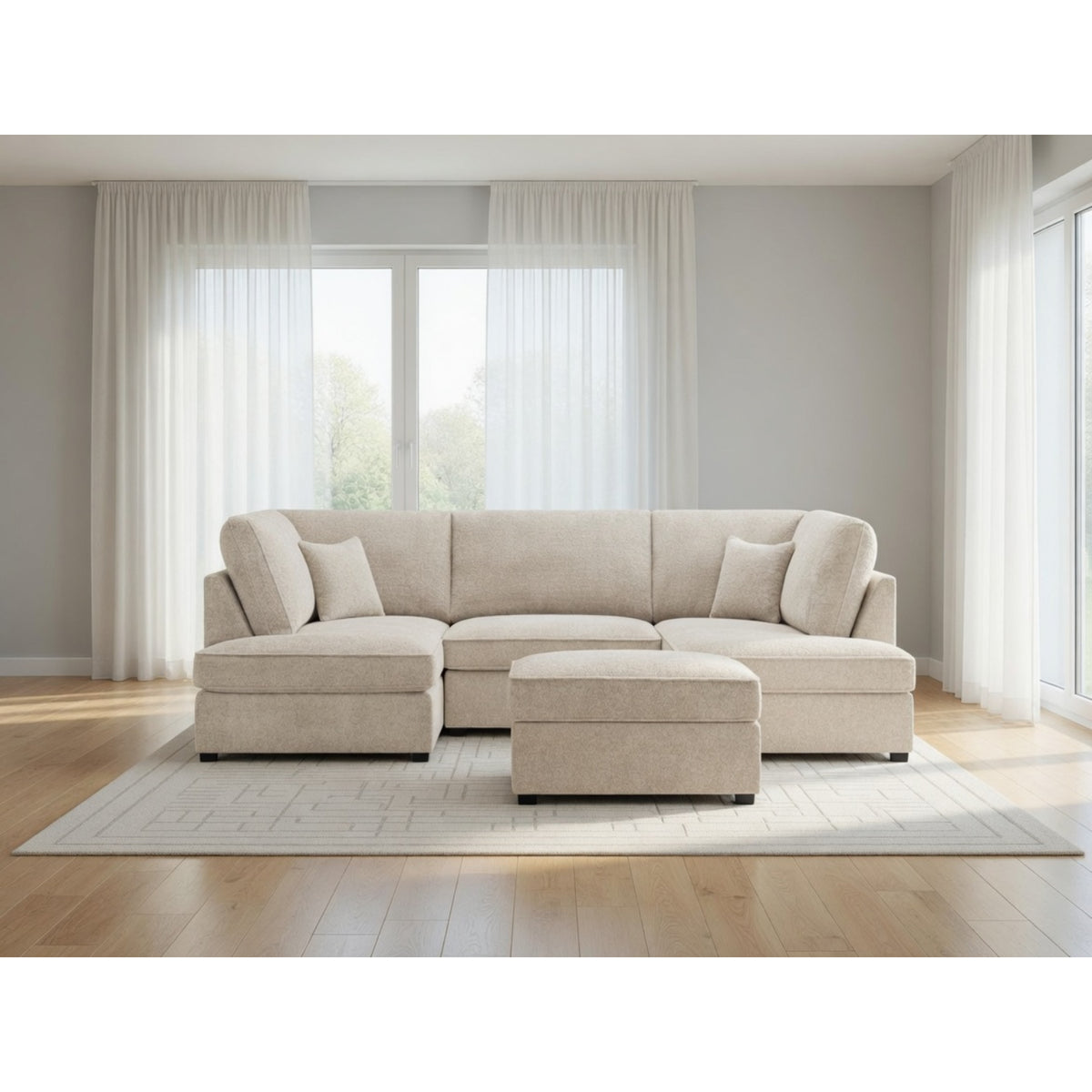 Carnaby Sofa Boucle U Shape Corner in Beige