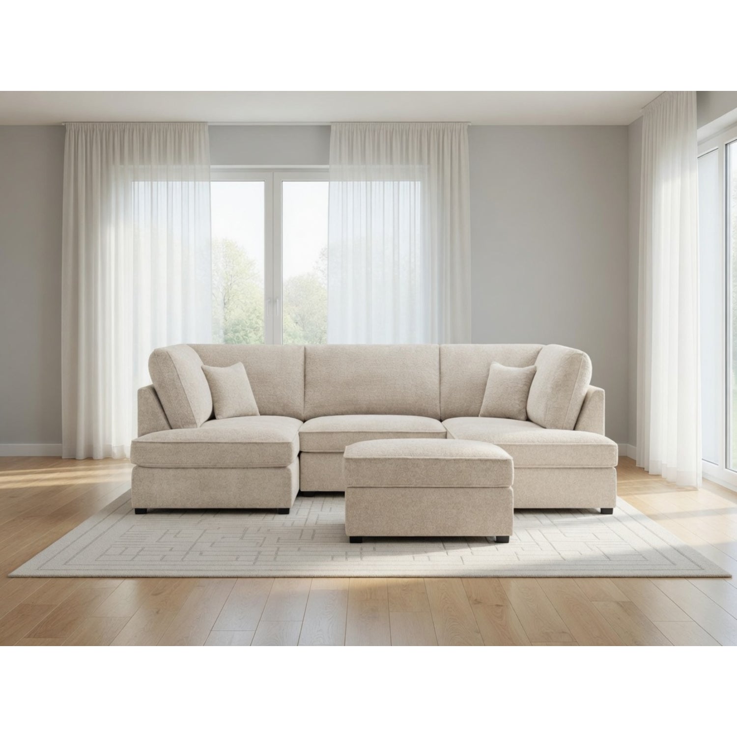 Carnaby Sofa Boucle U Shape Corner in Beige