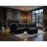 Carnaby Sofa Plush U Shape Corner in  Black