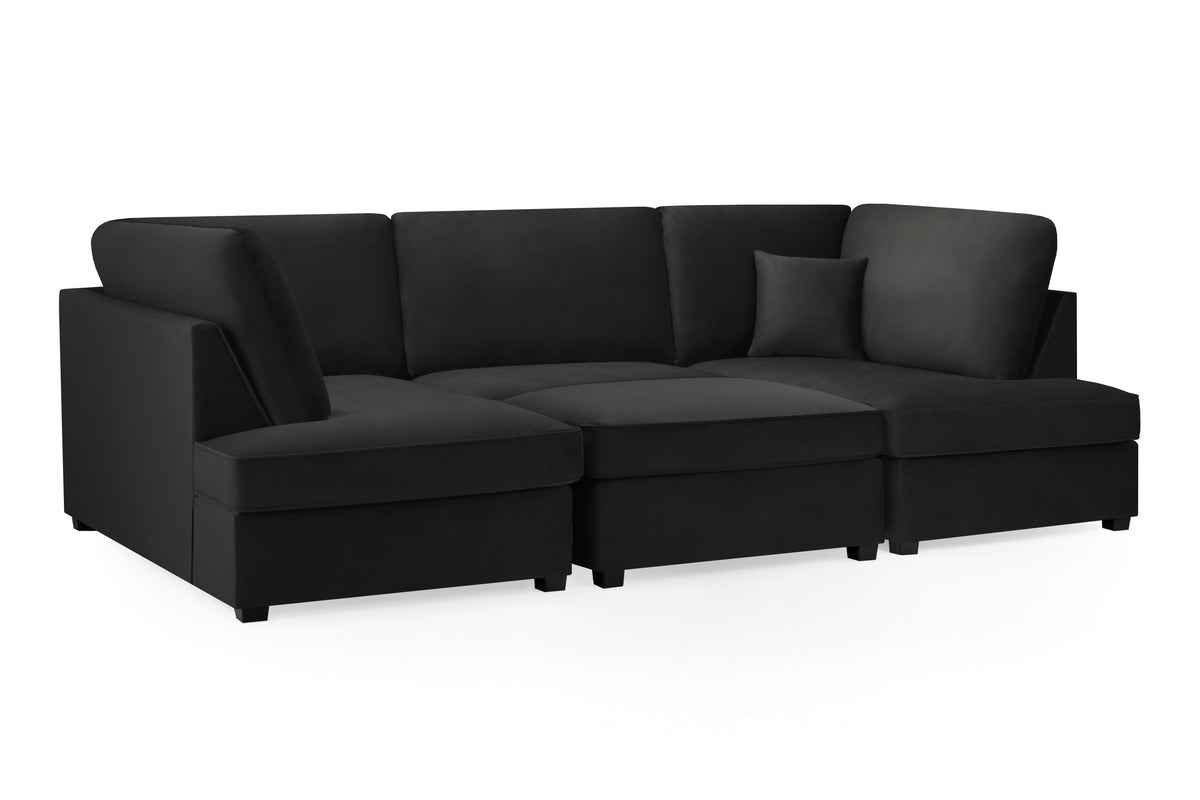 Carnaby Sofa Plush U Shape Corner in  Black