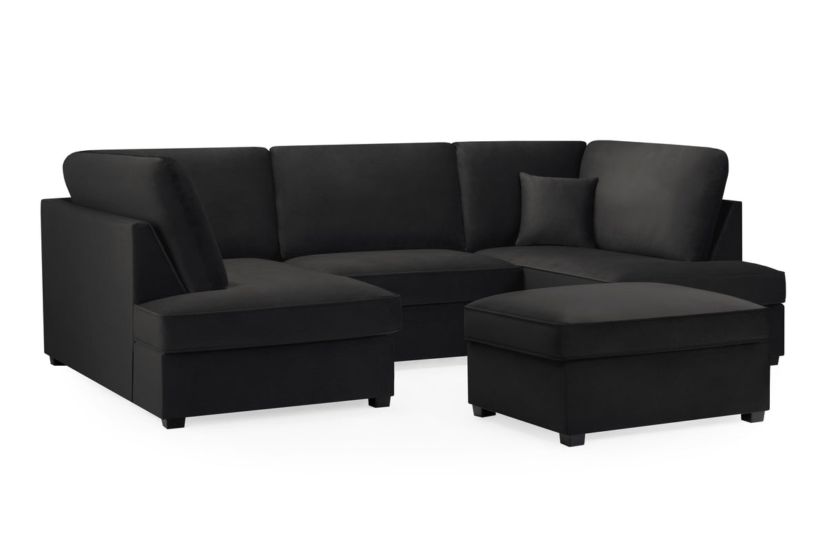 Carnaby Sofa Plush U Shape Corner in  Black