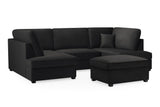 Carnaby Sofa Plush U Shape Corner in  Black