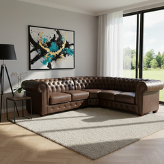 Chesterfield Sofa Antique Brown Large Corner