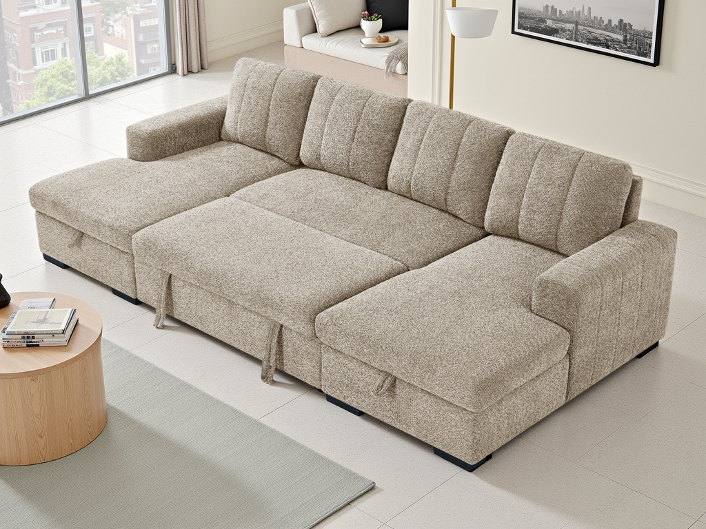 Como Sofabed U Shape Corner In Beige