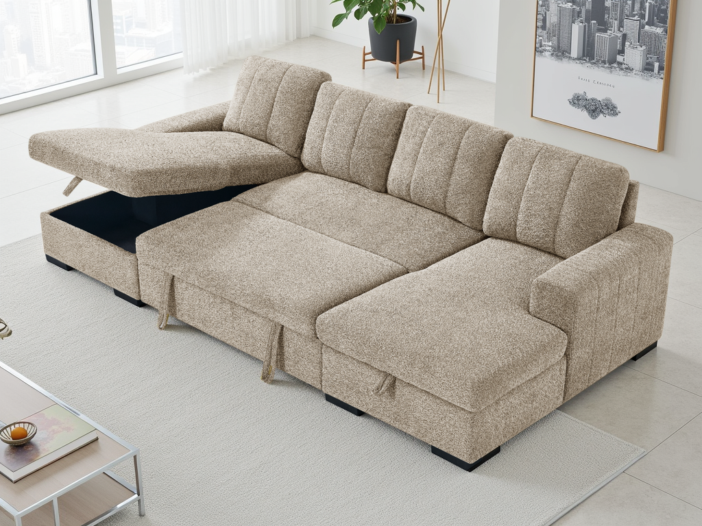 Como Sofabed U Shape Corner In Beige