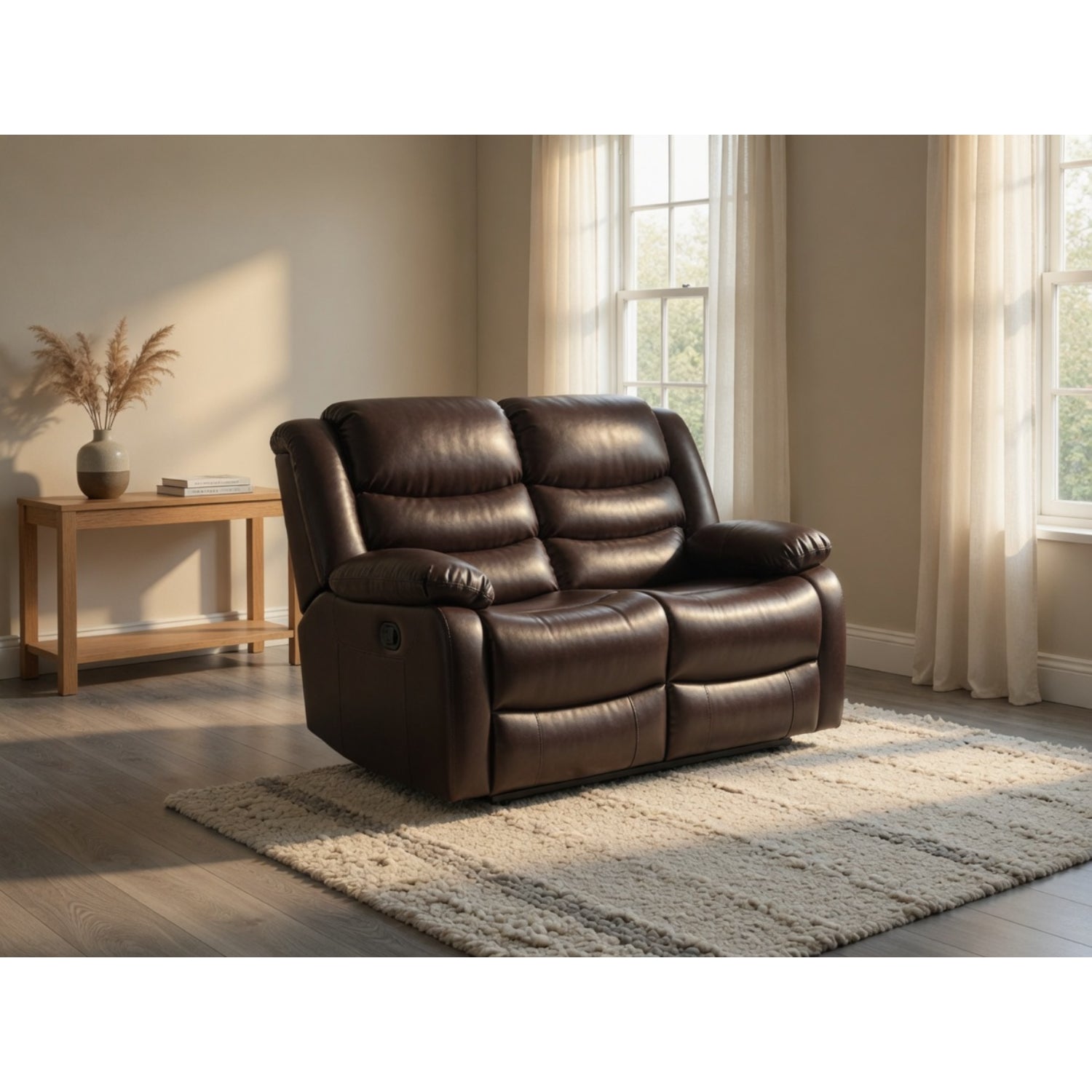 Conrad Manual Recliner Sofa  2 Seater In Brown