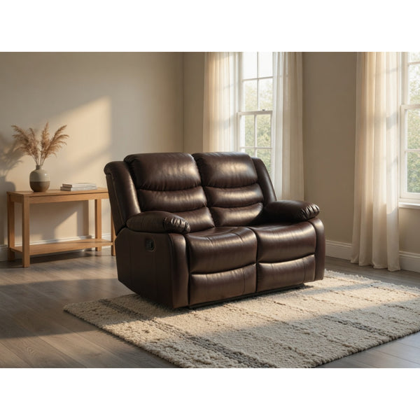 Conrad Manual Recliner Sofa  2 Seater In Brown