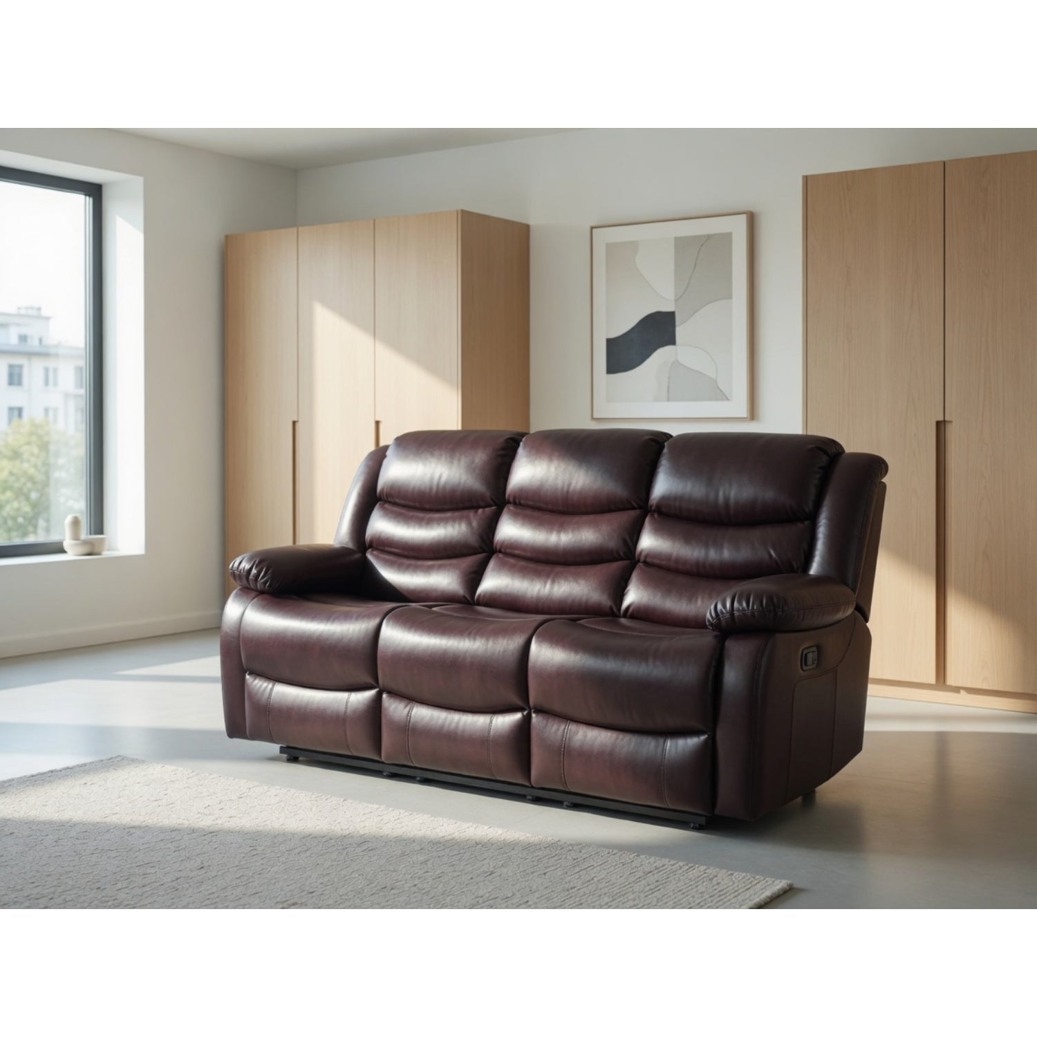 Conrad Manual Recliner Sofa  3 Seater In Brown