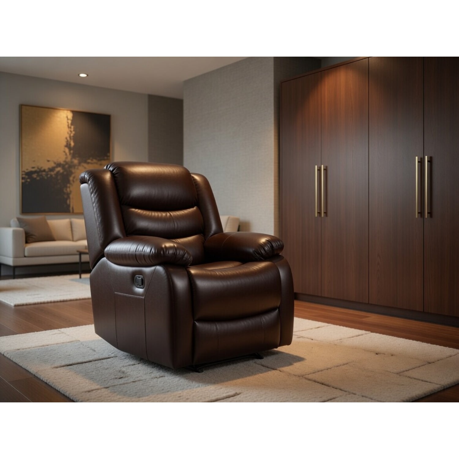 Conrad Manual Recliner Sofa Armchair In Brown