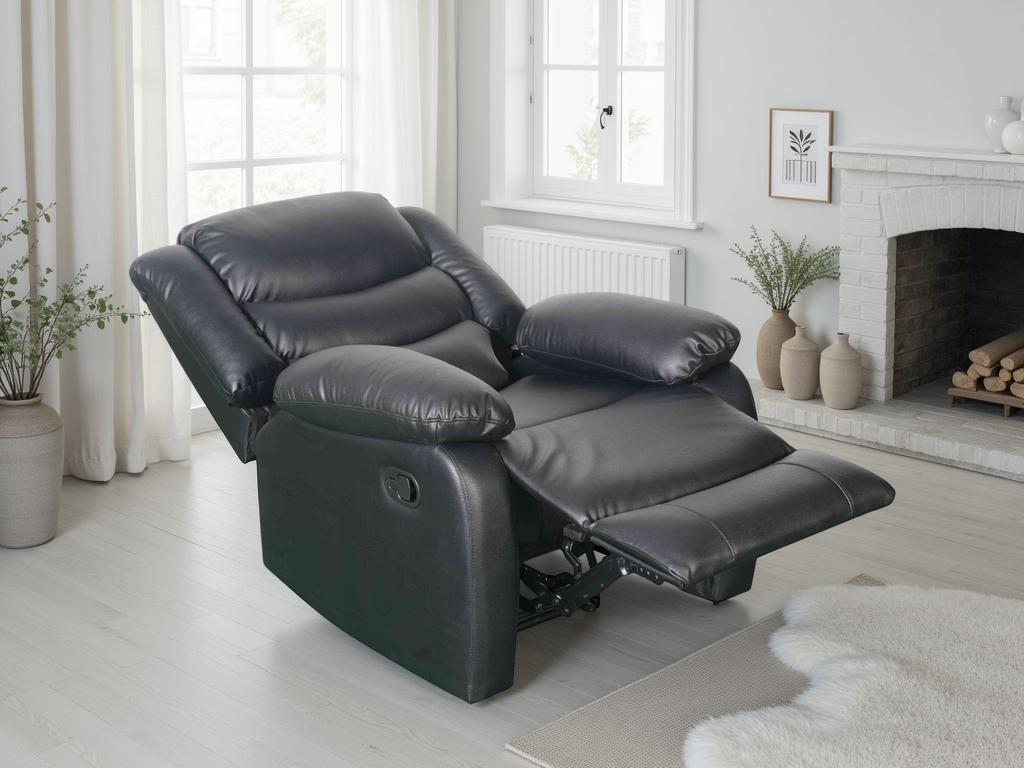 Conrad Manual Recliner Sofa Armchair In Black