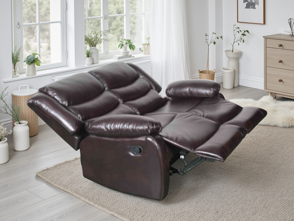 Conrad Manual Recliner Sofa  2 Seater In Brown