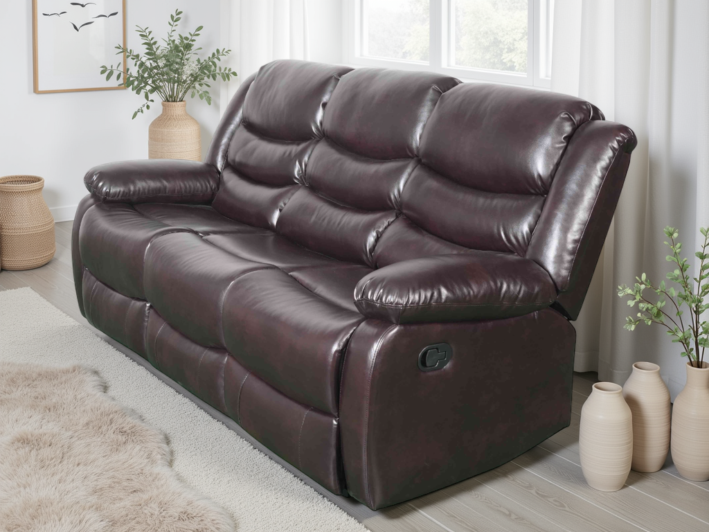 Conrad Manual Recliner Sofa  3 Seater In Brown